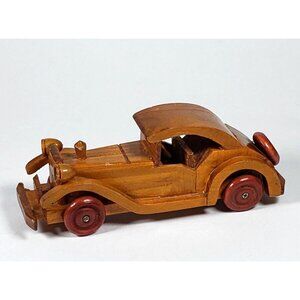 Vintage Massimo Dulli Wooden Car Automobile Hand Carved 5 inches Collectible